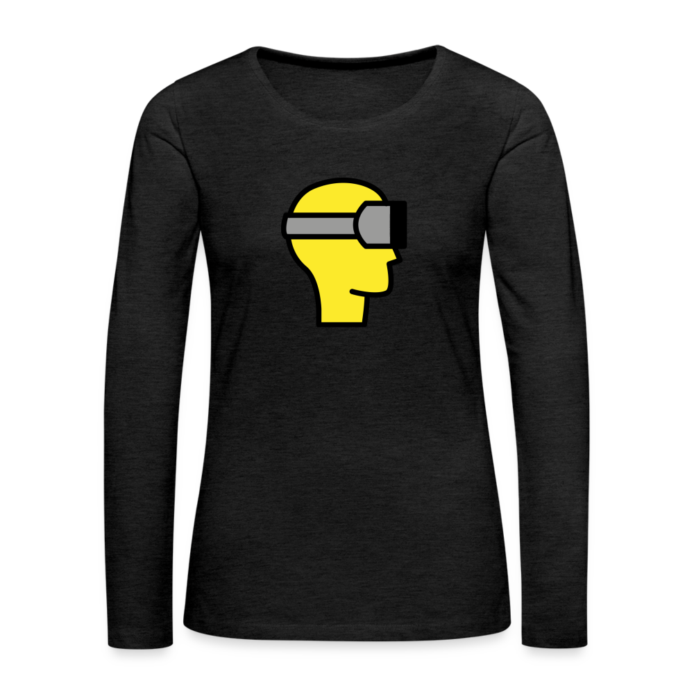 Customizable Virtual Reality Moji Women's Premium Long Sleeve T-Shirt - Emoji.Express - charcoal grey