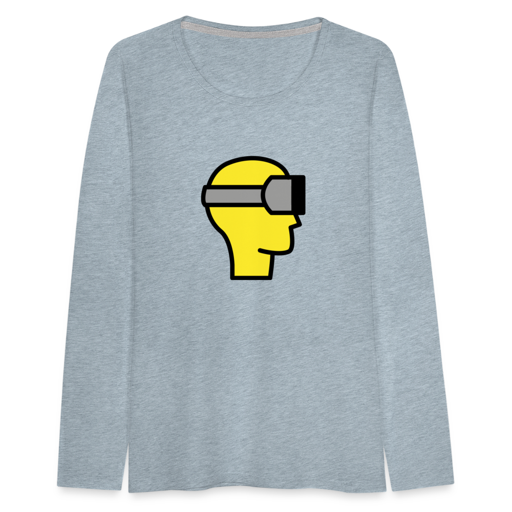 Customizable Virtual Reality Moji Women's Premium Long Sleeve T-Shirt - Emoji.Express - heather ice blue
