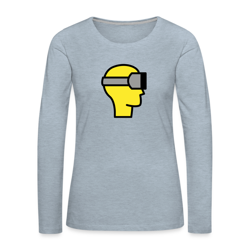 Customizable Virtual Reality Moji Women's Premium Long Sleeve T-Shirt - Emoji.Express - heather ice blue