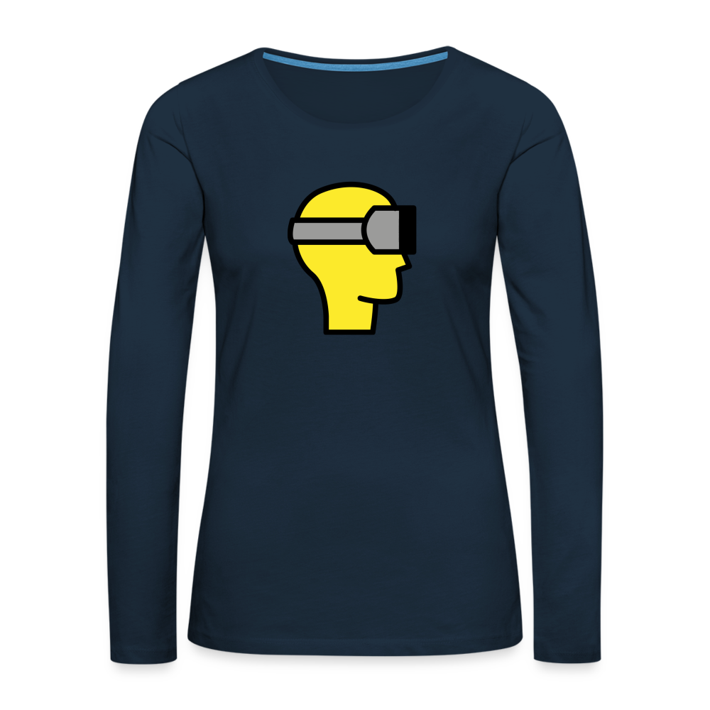 Customizable Virtual Reality Moji Women's Premium Long Sleeve T-Shirt - Emoji.Express - deep navy