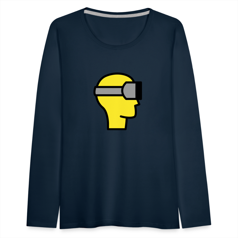 Customizable Virtual Reality Moji Women's Premium Long Sleeve T-Shirt - Emoji.Express - deep navy