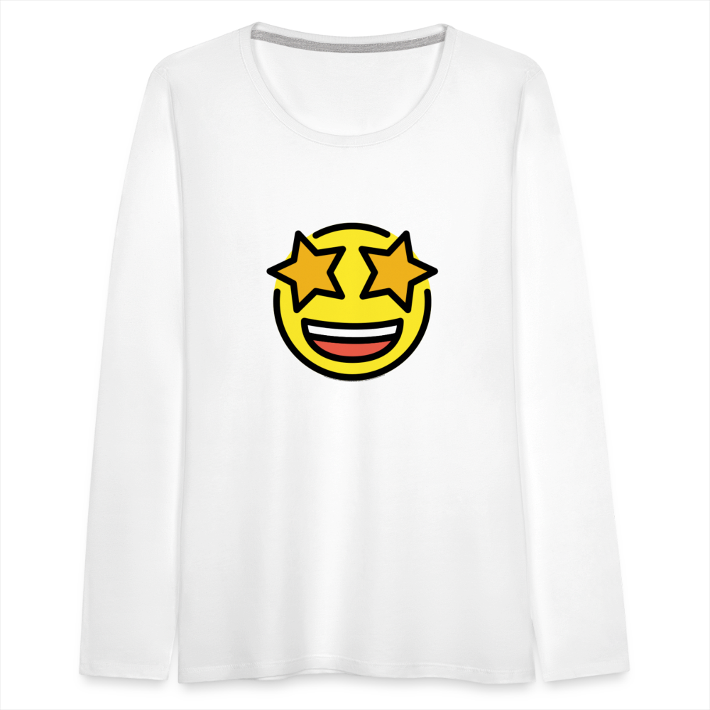 Customizable Star Struck Moji Women's Premium Long Sleeve T-Shirt - Emoji.Express - white