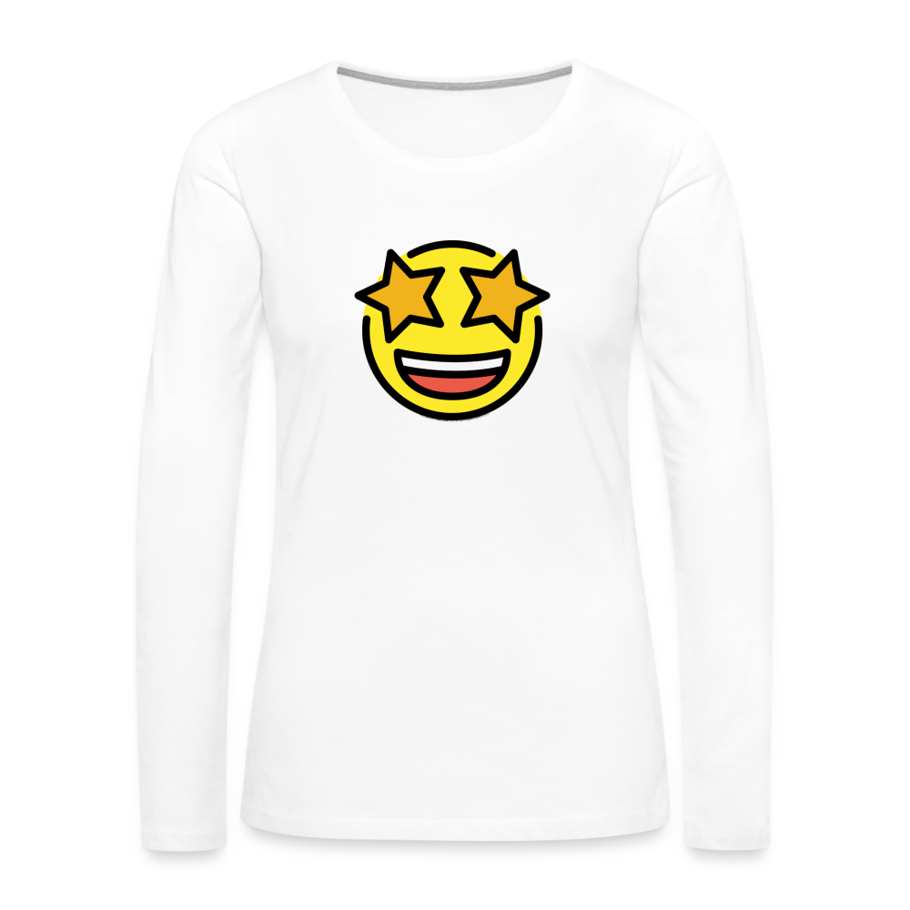 Customizable Star Struck Moji Women's Premium Long Sleeve T-Shirt - Emoji.Express - white