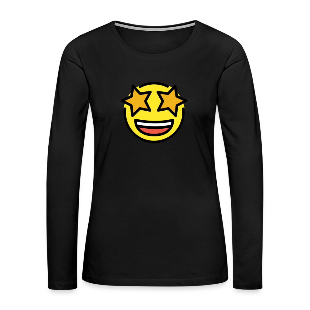 Customizable Star Struck Moji Women's Premium Long Sleeve T-Shirt - Emoji.Express - black