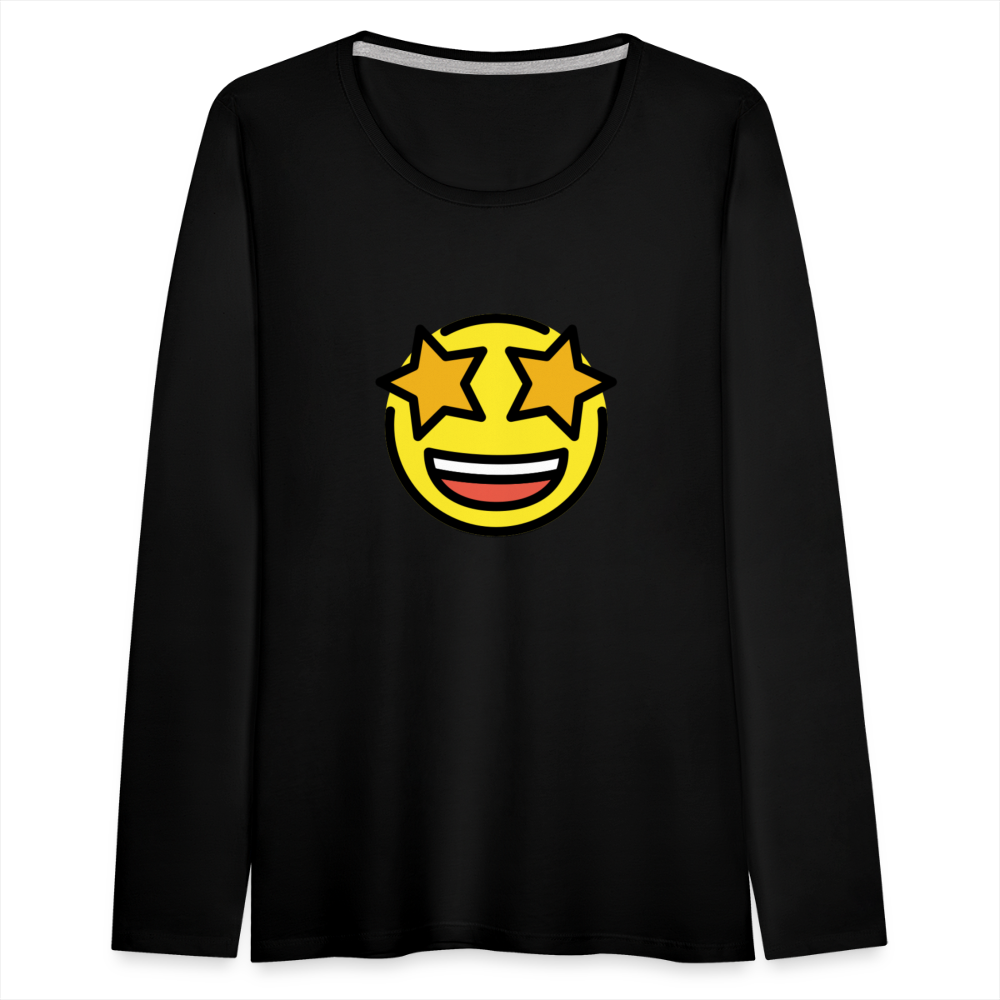 Customizable Star Struck Moji Women's Premium Long Sleeve T-Shirt - Emoji.Express - black