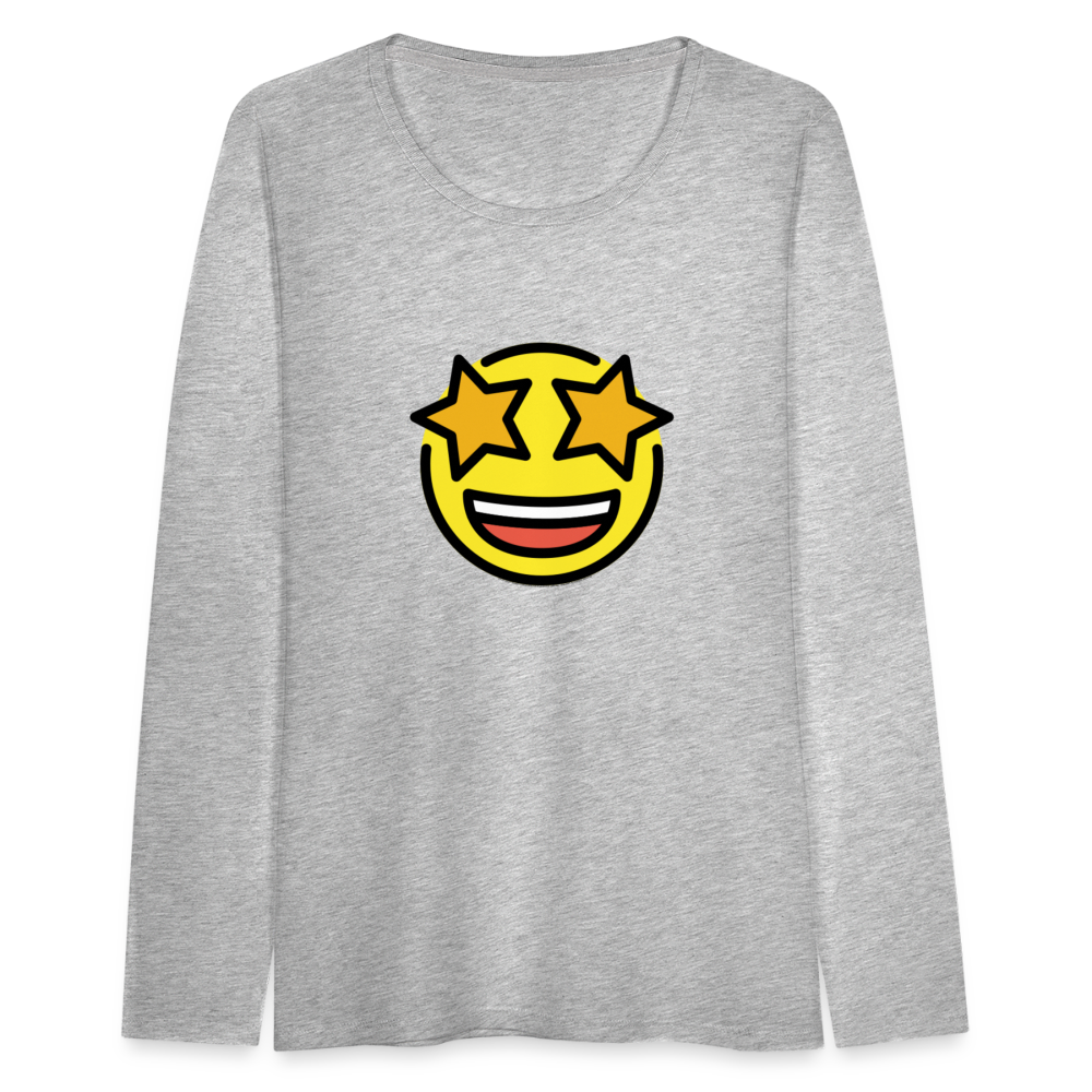 Customizable Star Struck Moji Women's Premium Long Sleeve T-Shirt - Emoji.Express - heather gray