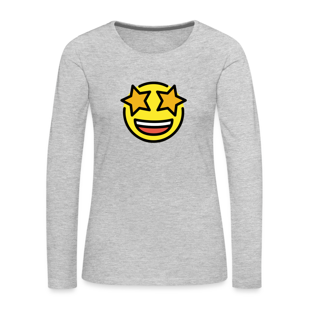 Customizable Star Struck Moji Women's Premium Long Sleeve T-Shirt - Emoji.Express - heather gray