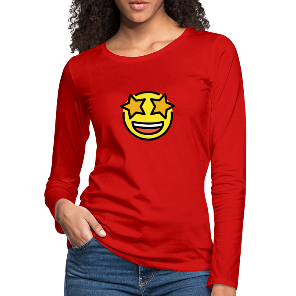 Customizable Star Struck Moji Women's Premium Long Sleeve T-Shirt - Emoji.Express - red