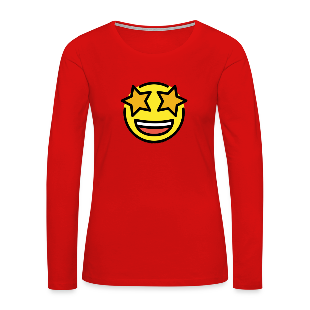 Customizable Star Struck Moji Women's Premium Long Sleeve T-Shirt - Emoji.Express - red