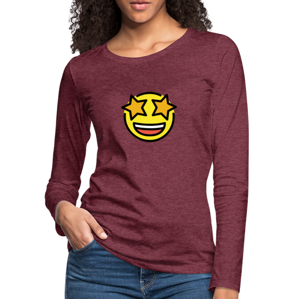 Customizable Star Struck Moji Women's Premium Long Sleeve T-Shirt - Emoji.Express - heather burgundy