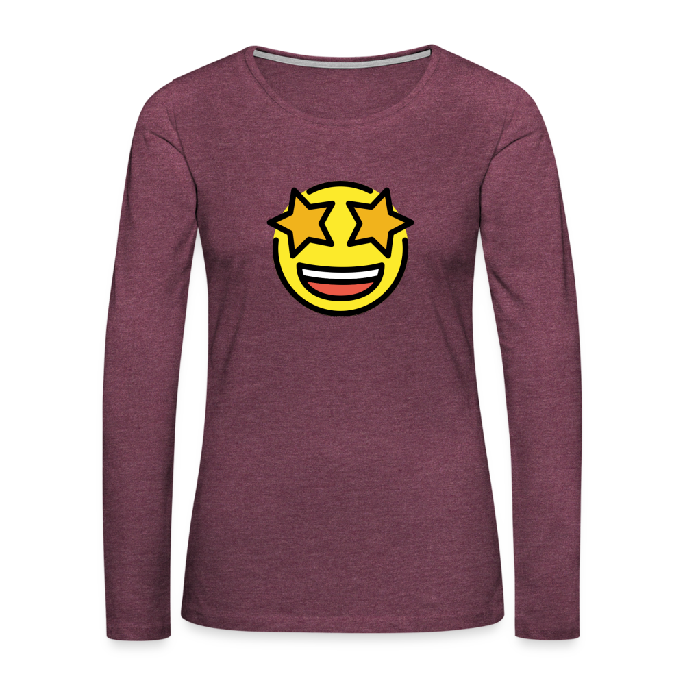 Customizable Star Struck Moji Women's Premium Long Sleeve T-Shirt - Emoji.Express - heather burgundy