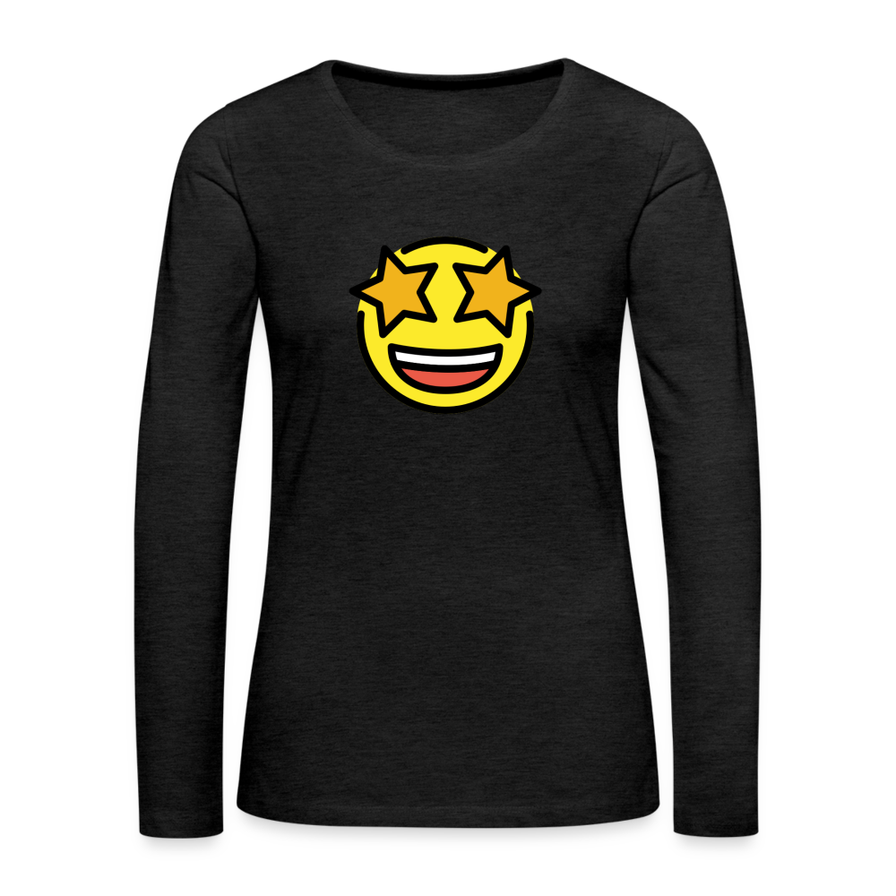 Customizable Star Struck Moji Women's Premium Long Sleeve T-Shirt - Emoji.Express - charcoal grey