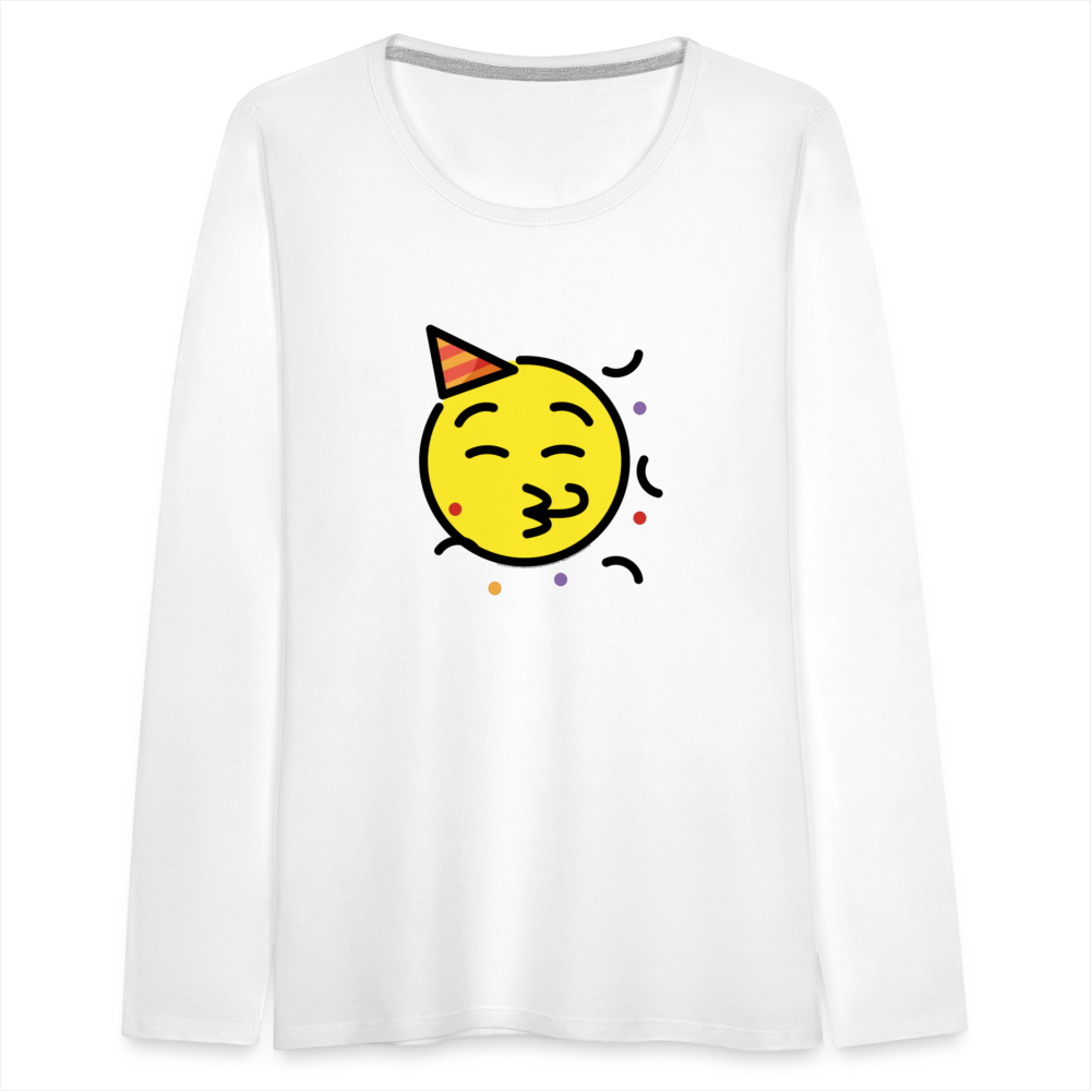 Customizable Party Face Moji Women's Premium Long Sleeve T-Shirt - Emoji.Express - white