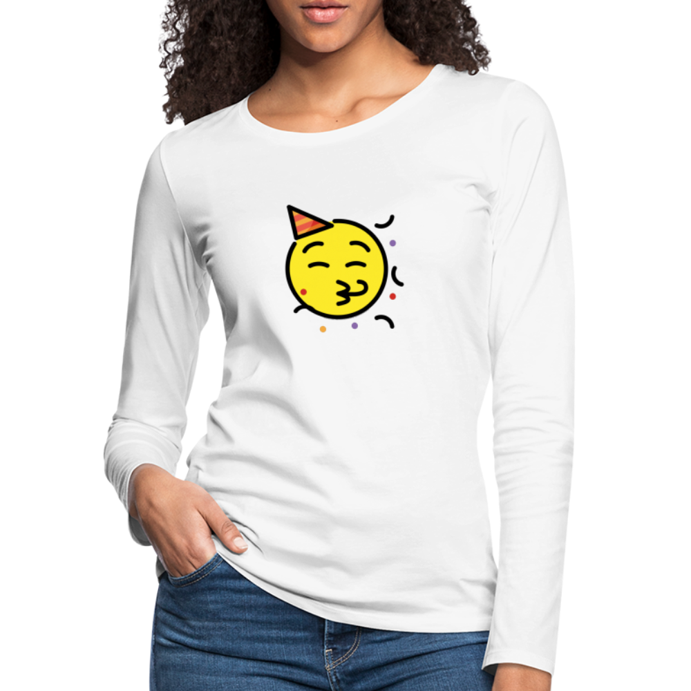 Customizable Party Face Moji Women's Premium Long Sleeve T-Shirt - Emoji.Express - white