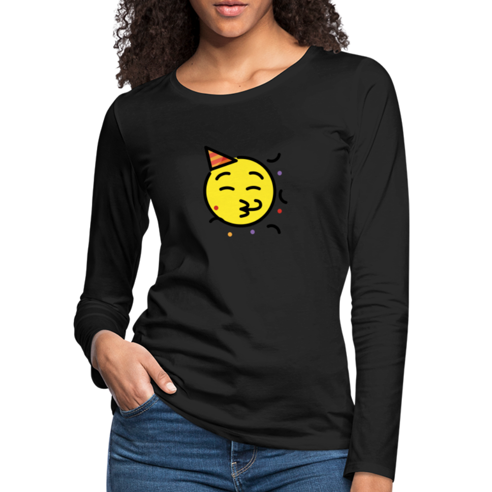 Customizable Party Face Moji Women's Premium Long Sleeve T-Shirt - Emoji.Express - black