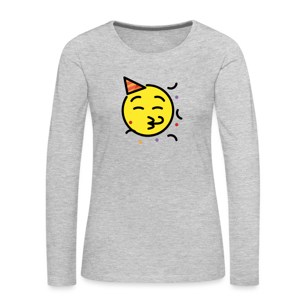 Customizable Party Face Moji Women's Premium Long Sleeve T-Shirt - Emoji.Express - heather gray