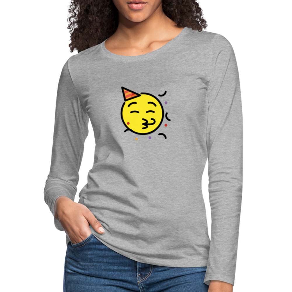 Customizable Party Face Moji Women's Premium Long Sleeve T-Shirt - Emoji.Express - heather gray