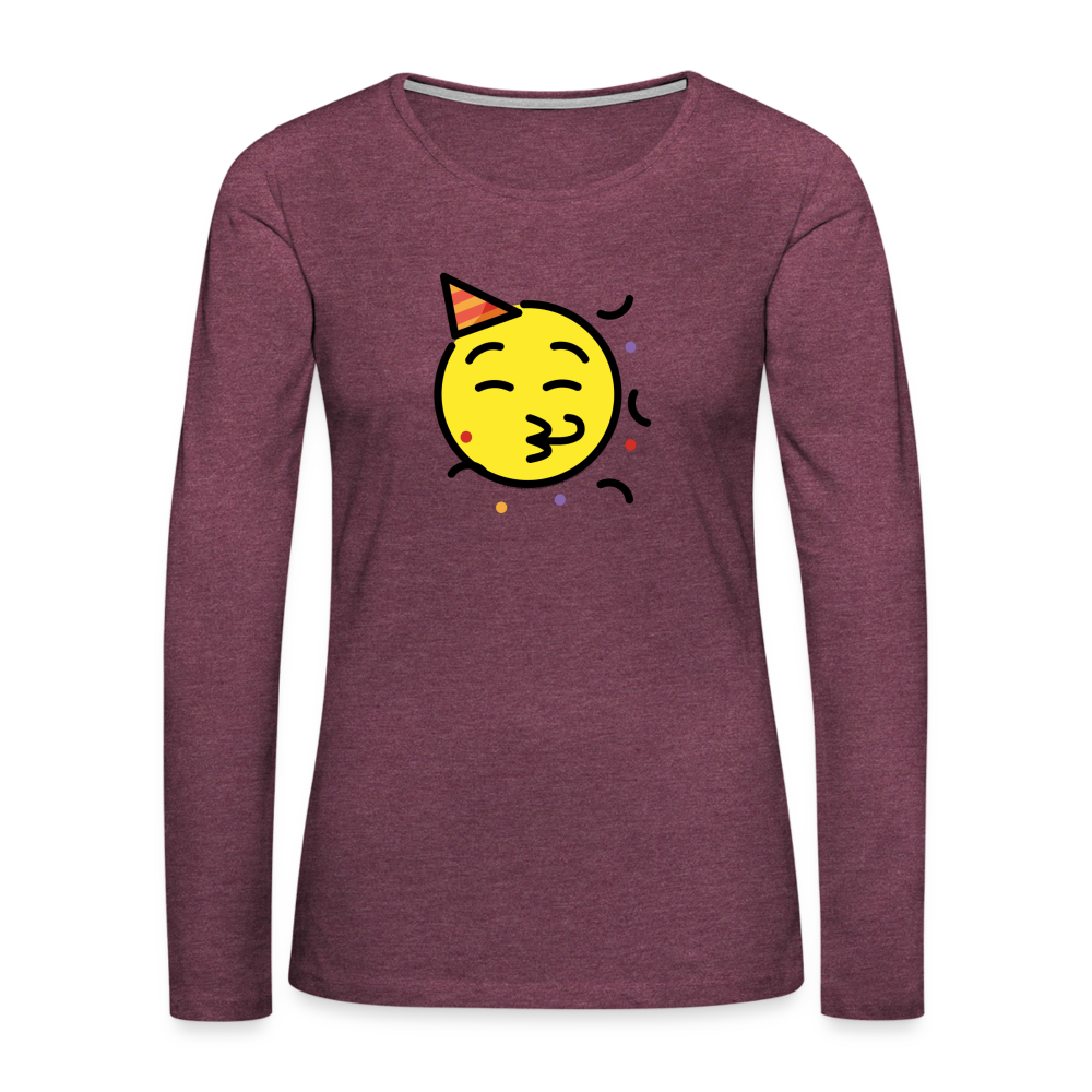 Customizable Party Face Moji Women's Premium Long Sleeve T-Shirt - Emoji.Express - heather burgundy