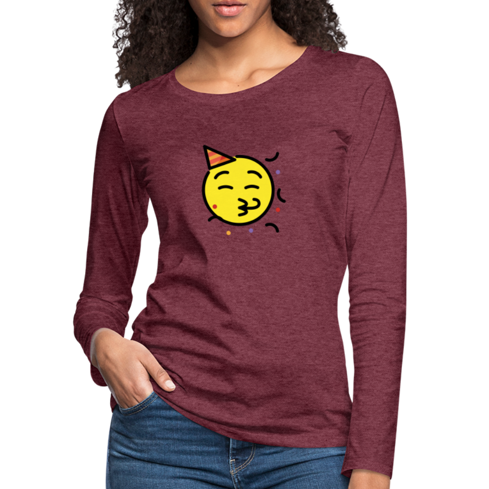 Customizable Party Face Moji Women's Premium Long Sleeve T-Shirt - Emoji.Express - heather burgundy