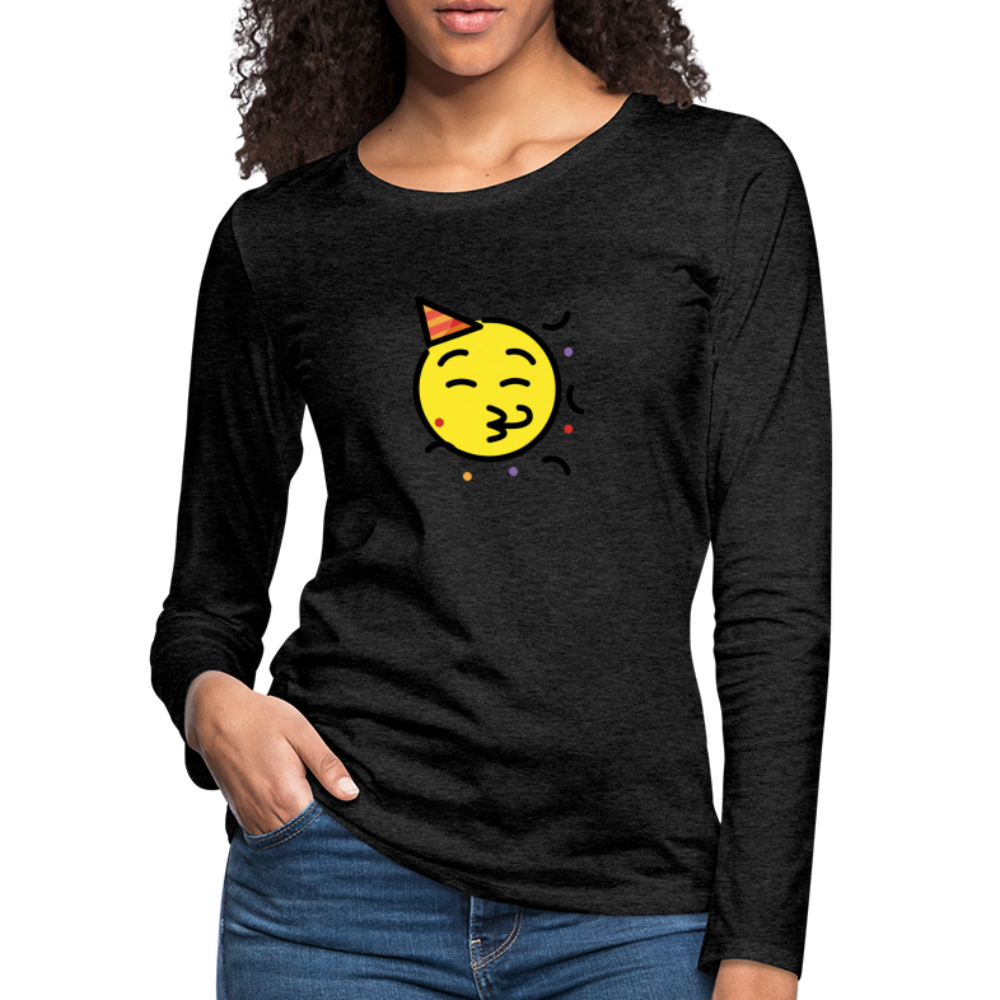 Customizable Party Face Moji Women's Premium Long Sleeve T-Shirt - Emoji.Express - charcoal grey