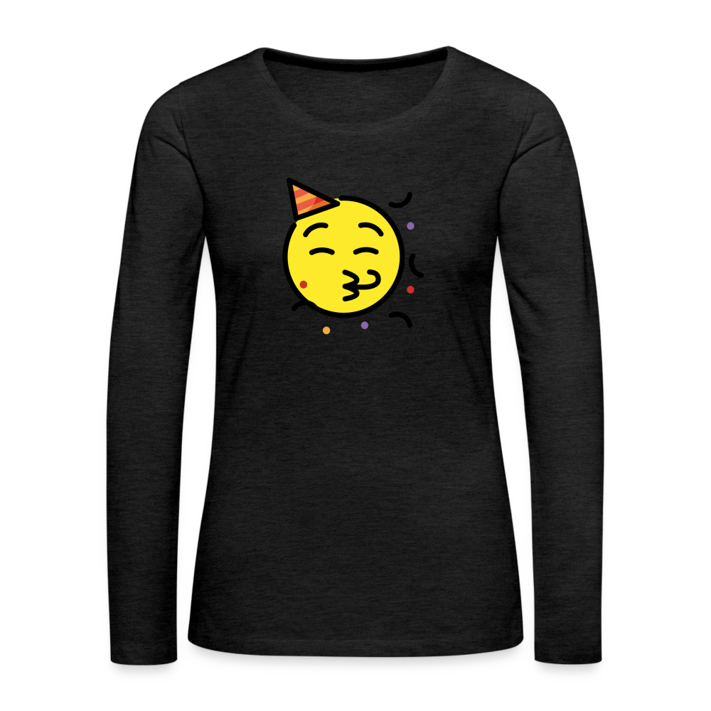Customizable Party Face Moji Women's Premium Long Sleeve T-Shirt - Emoji.Express - charcoal grey