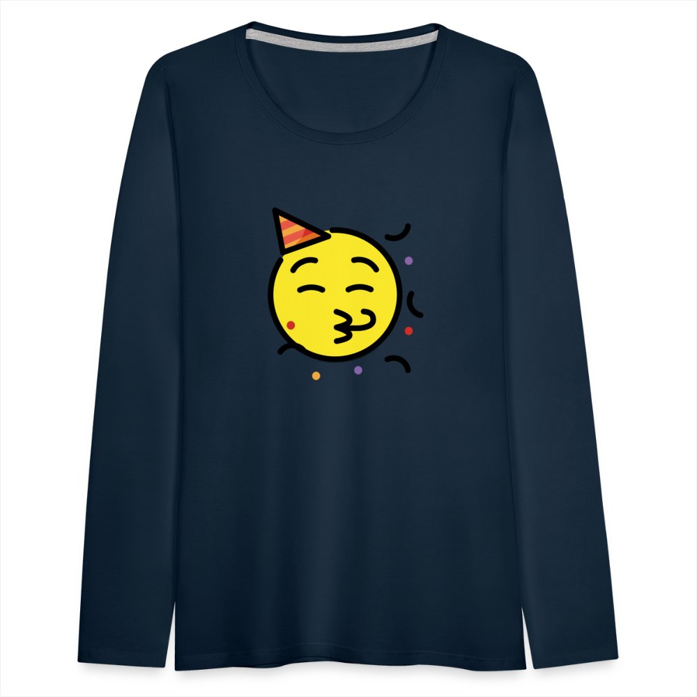 Customizable Party Face Moji Women's Premium Long Sleeve T-Shirt - Emoji.Express - deep navy