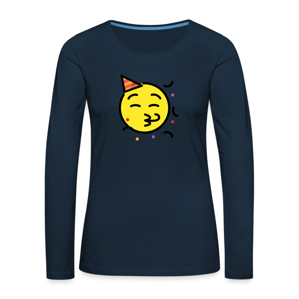 Customizable Party Face Moji Women's Premium Long Sleeve T-Shirt - Emoji.Express - deep navy