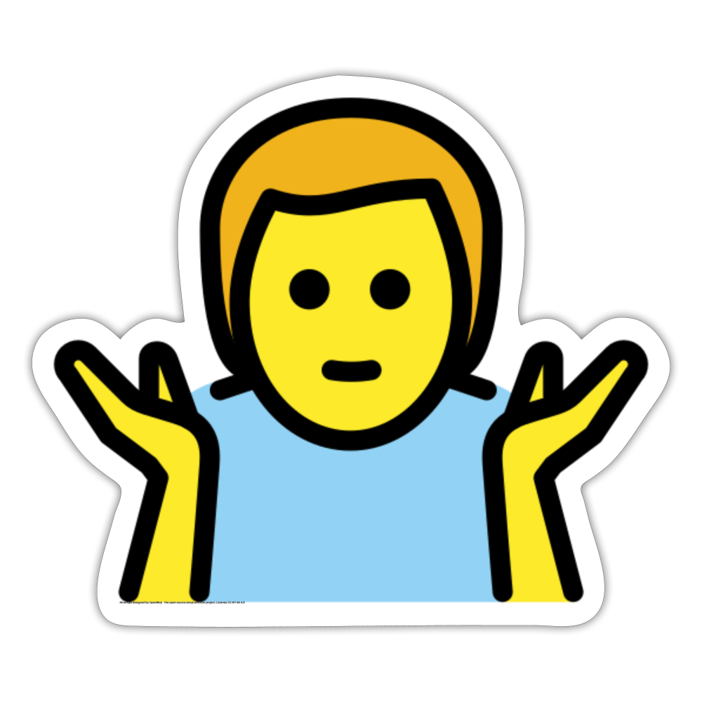 Man Shrugging Moji Sticker - Emoji.Express - white matte