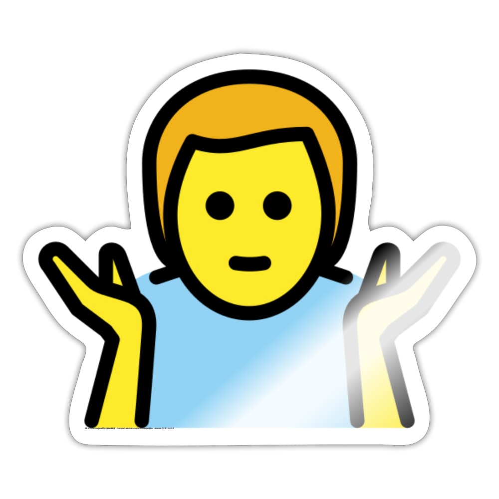 Man Shrugging Moji Sticker - Emoji.Express - white glossy
