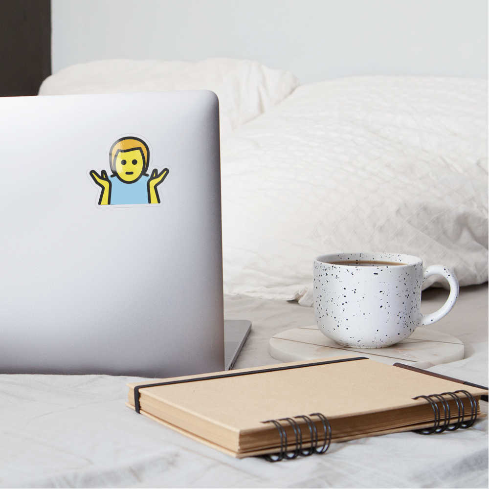 Man Shrugging Moji Sticker - Emoji.Express - transparent glossy