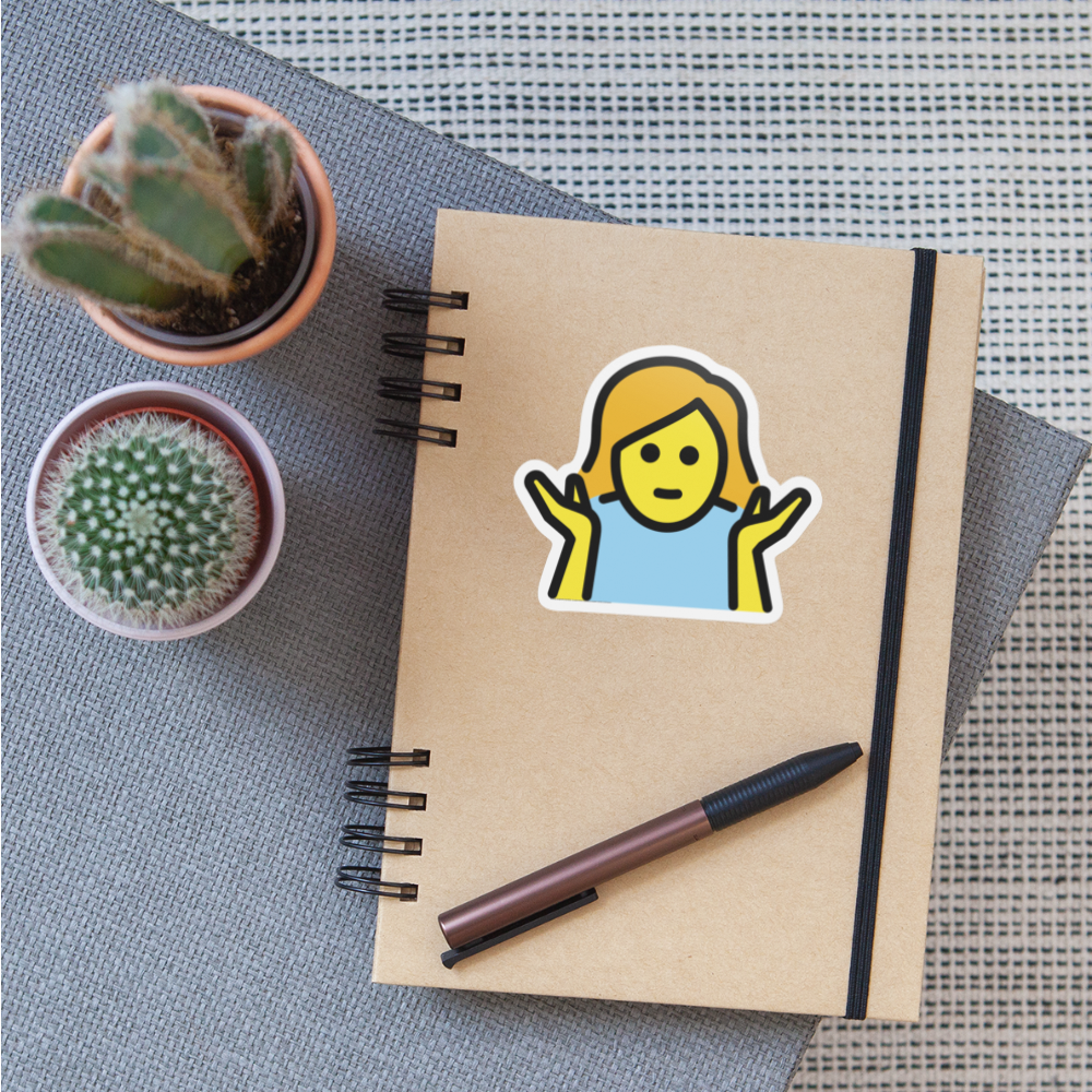 Woman Shrugging Moji Sticker - Emoji.Express - white matte