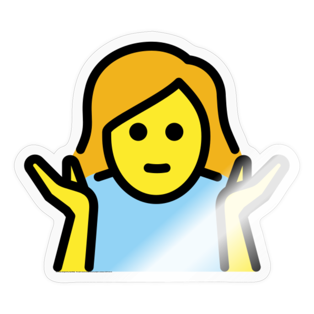 Woman Shrugging Moji Sticker - Emoji.Express - transparent glossy