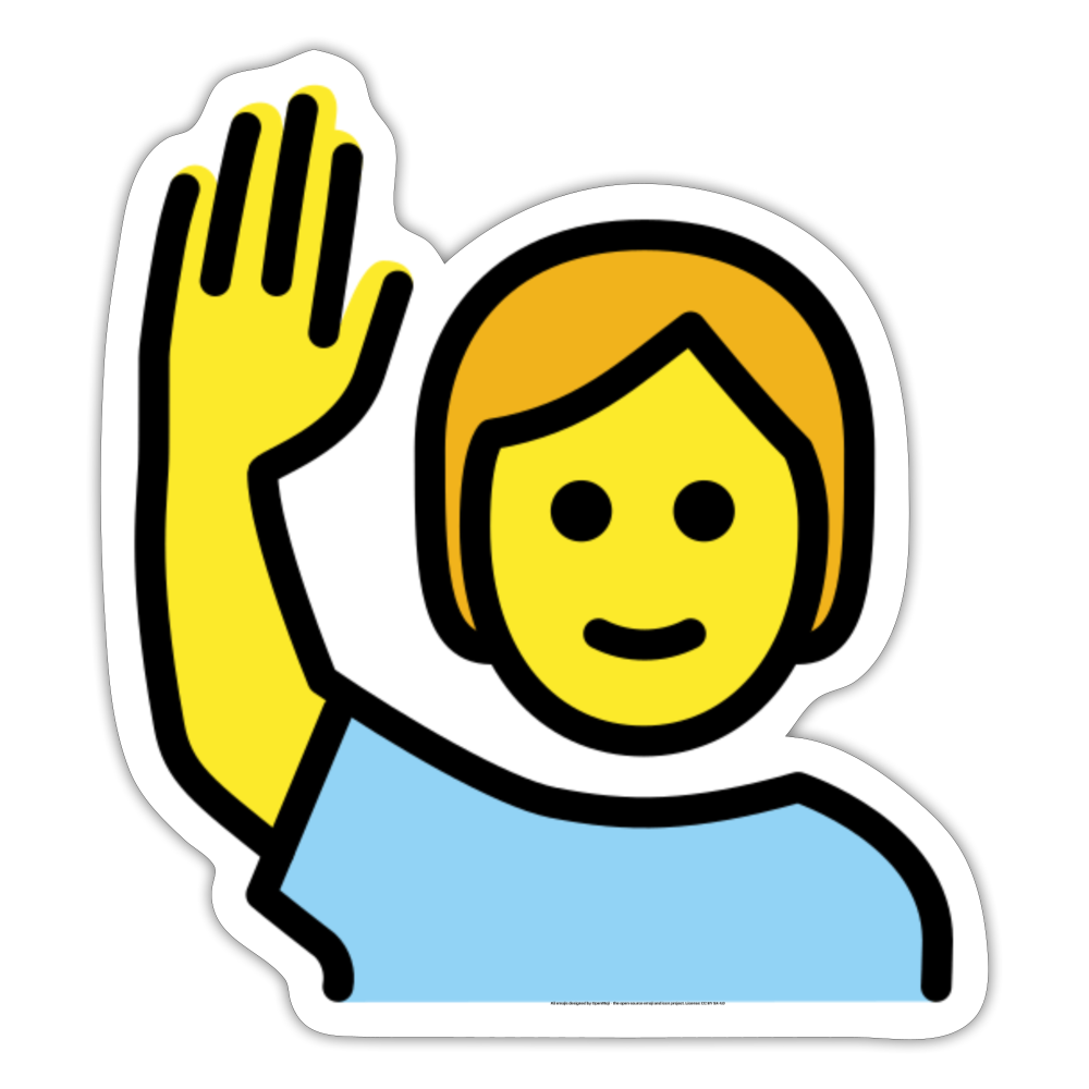 Person Raising Hand Moji Sticker - Emoji.Express - white matte