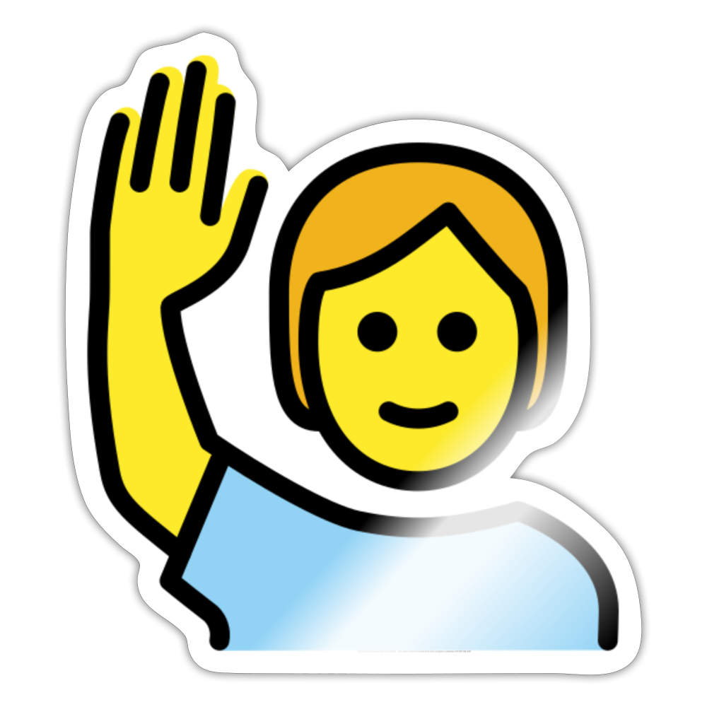 Person Raising Hand Moji Sticker - Emoji.Express - white glossy