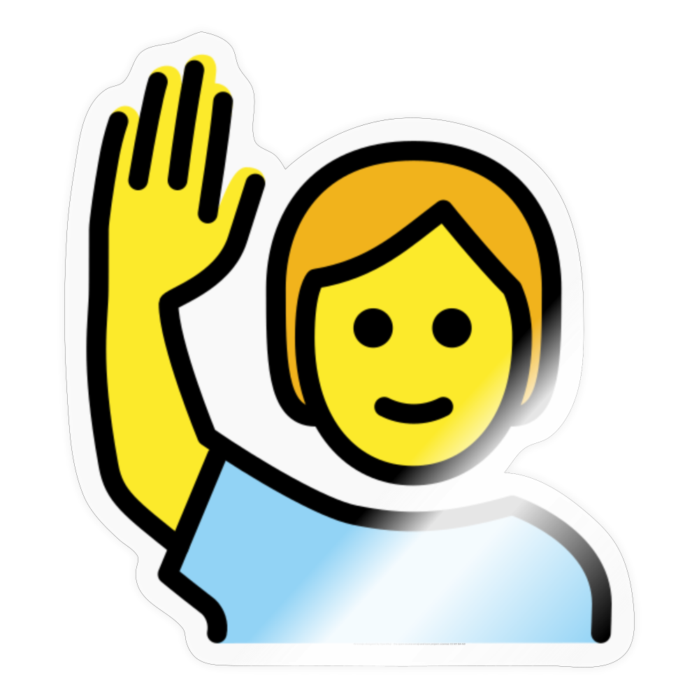 Person Raising Hand Moji Sticker - Emoji.Express - transparent glossy
