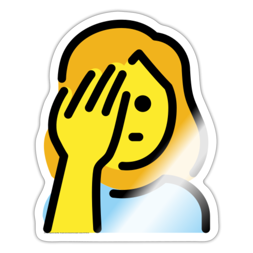 Woman FacePalming Moji Sticker - Emoji.Express - white glossy