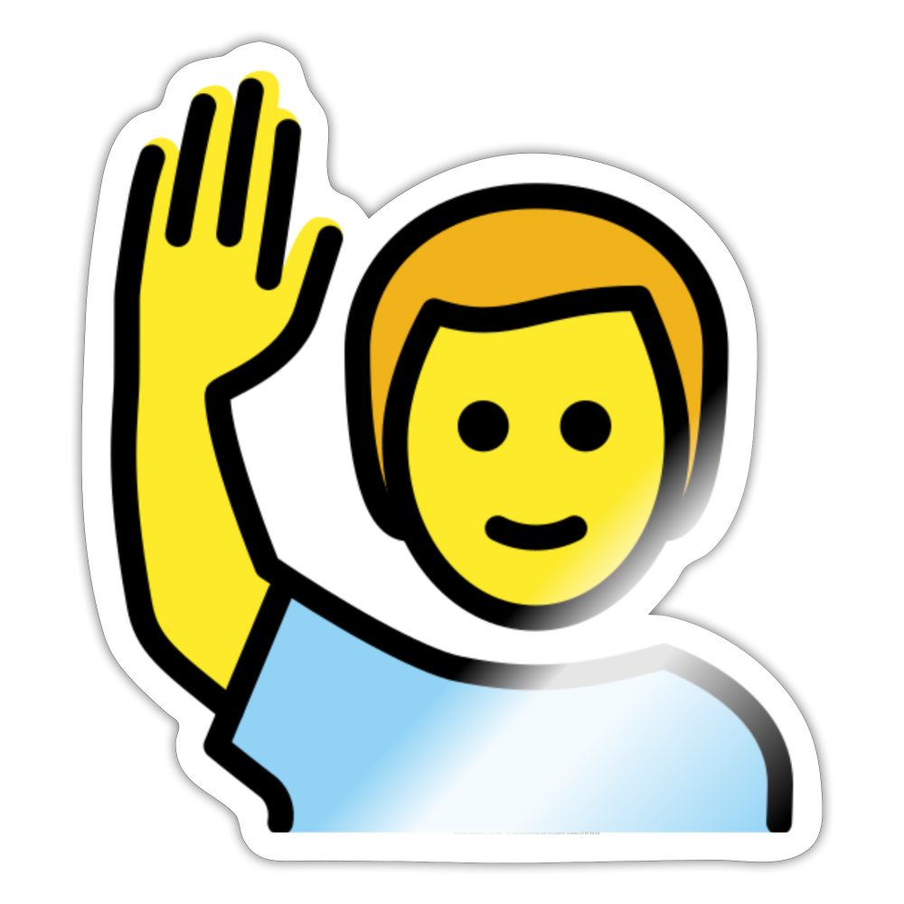Man Raising Hand Moji Sticker - Emoji.Express - white glossy