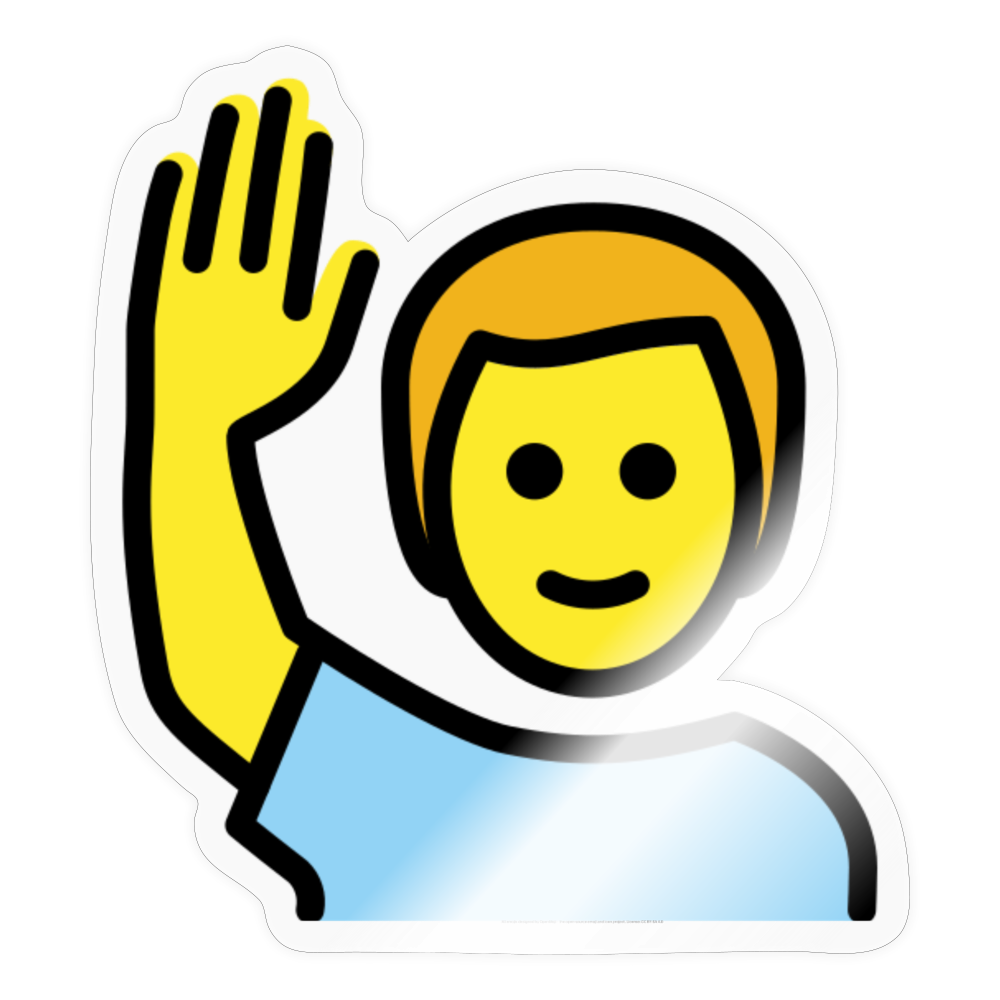 Man Raising Hand Moji Sticker - Emoji.Express - transparent glossy