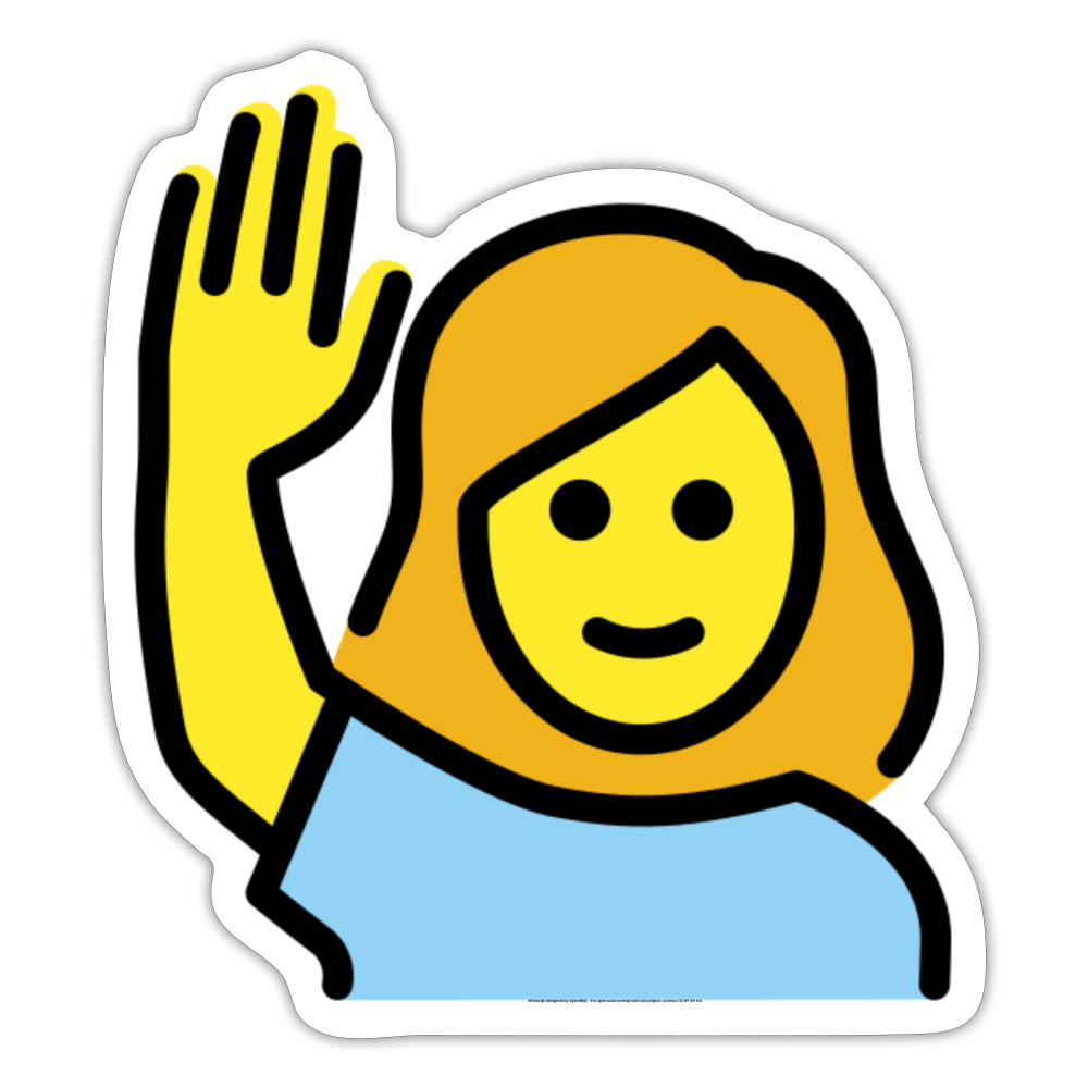 Woman Raising Hand Moji Sticker - Emoji.Express - white matte