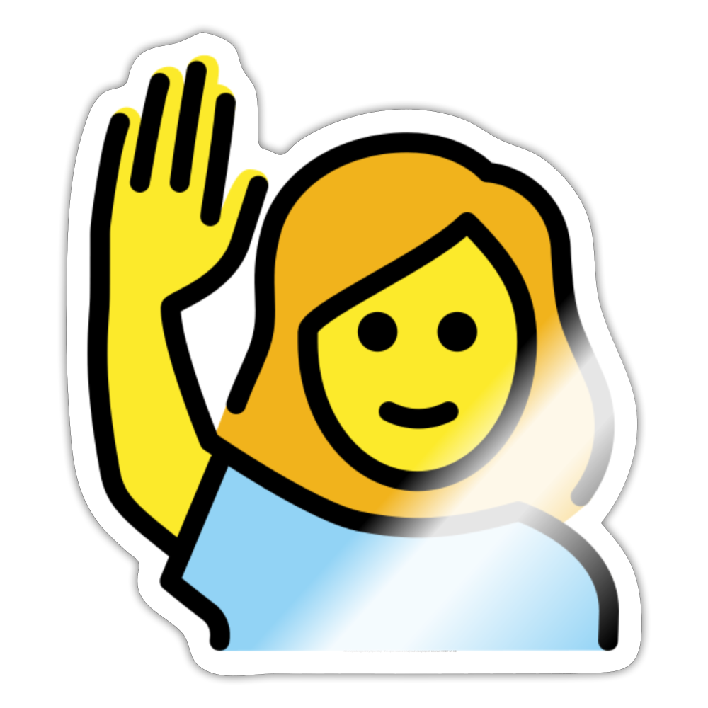 Woman Raising Hand Moji Sticker - Emoji.Express - white glossy