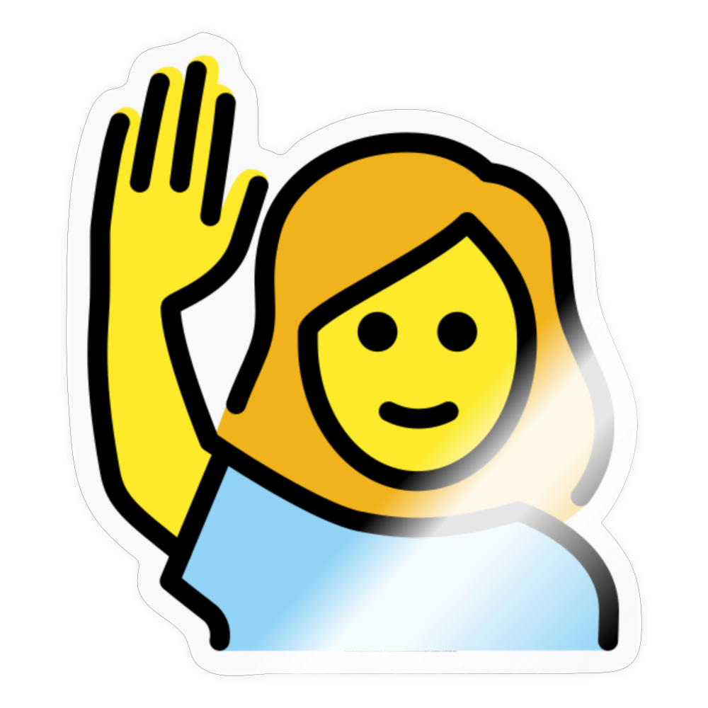 Woman Raising Hand Moji Sticker - Emoji.Express - transparent glossy