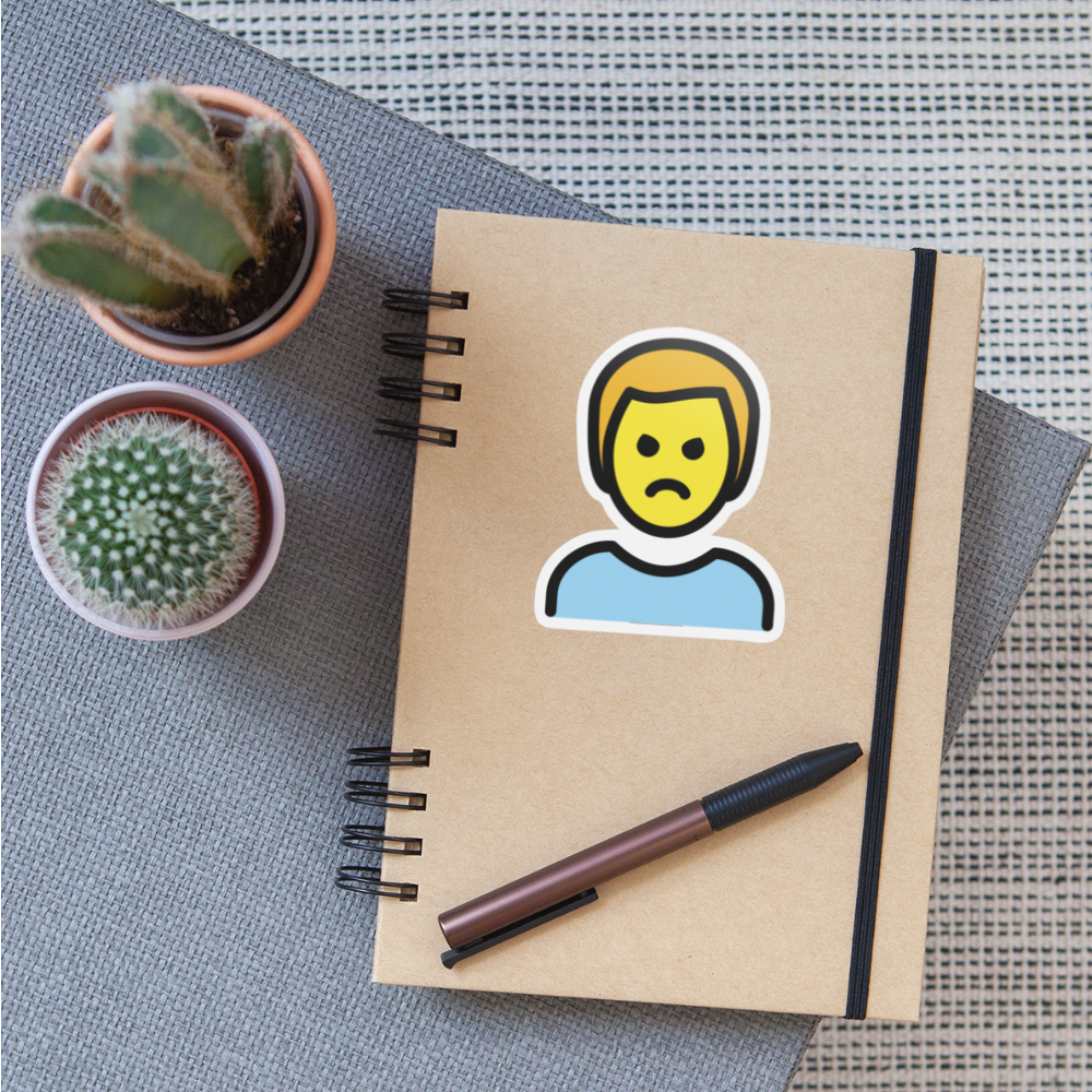 Man Pouting Moji Sticker - Emoji.Express - white matte