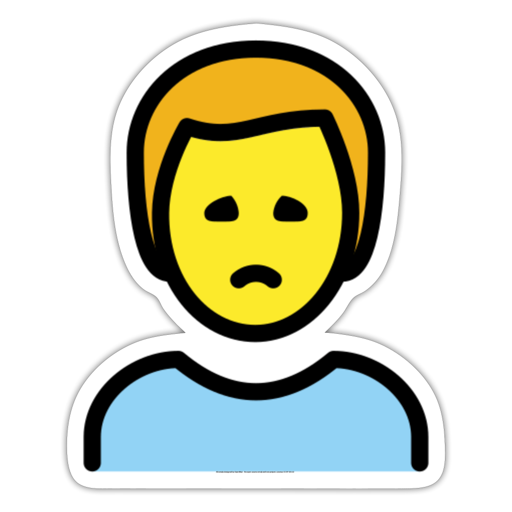 Man Frowning Moji Sticker - Emoji.Express - white matte