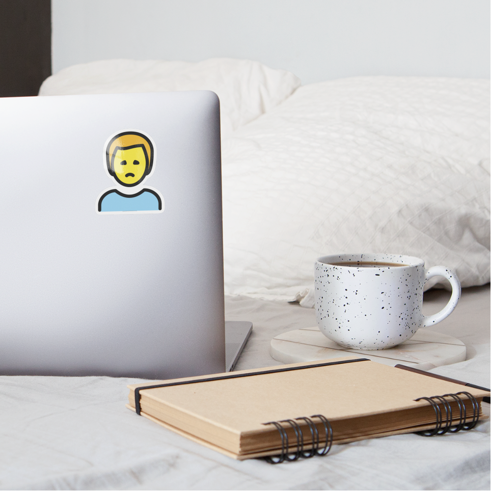 Man Frowning Moji Sticker - Emoji.Express - white glossy