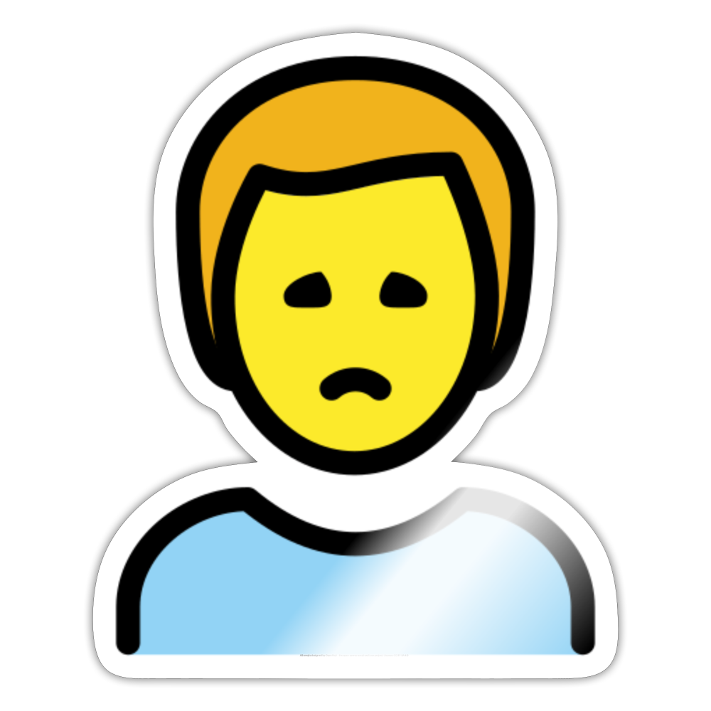 Man Frowning Moji Sticker - Emoji.Express - white glossy