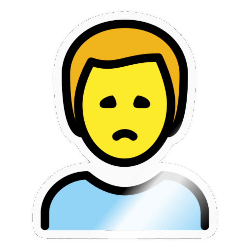 Man Frowning Moji Sticker - Emoji.Express - transparent glossy