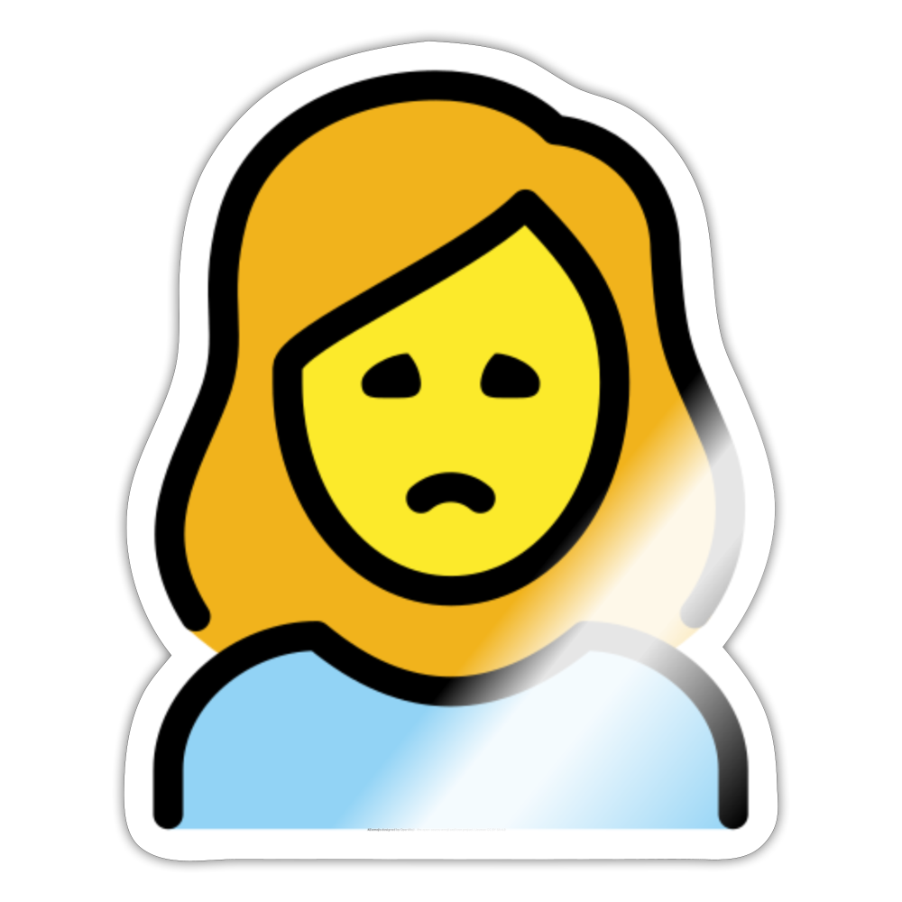 Woman Frowning Moji Sticker - Emoji.Express - white glossy