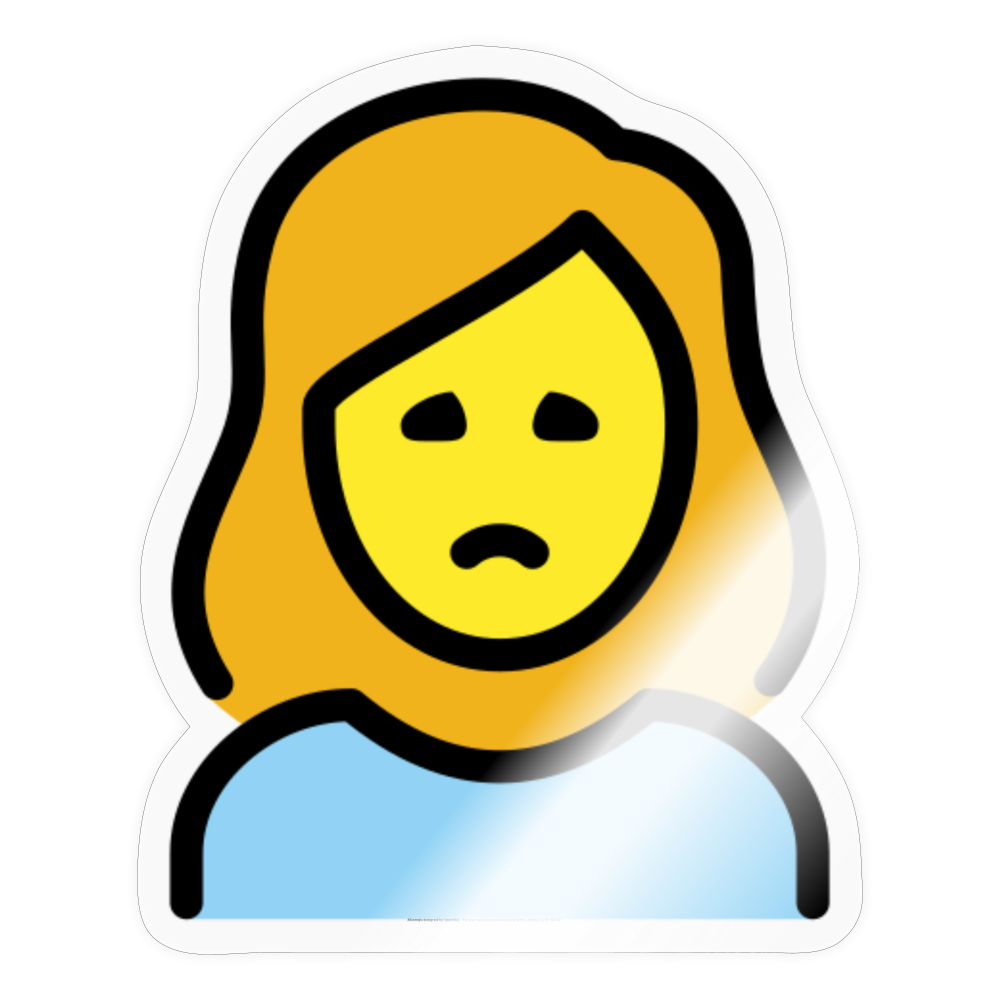 Woman Frowning Moji Sticker - Emoji.Express - transparent glossy