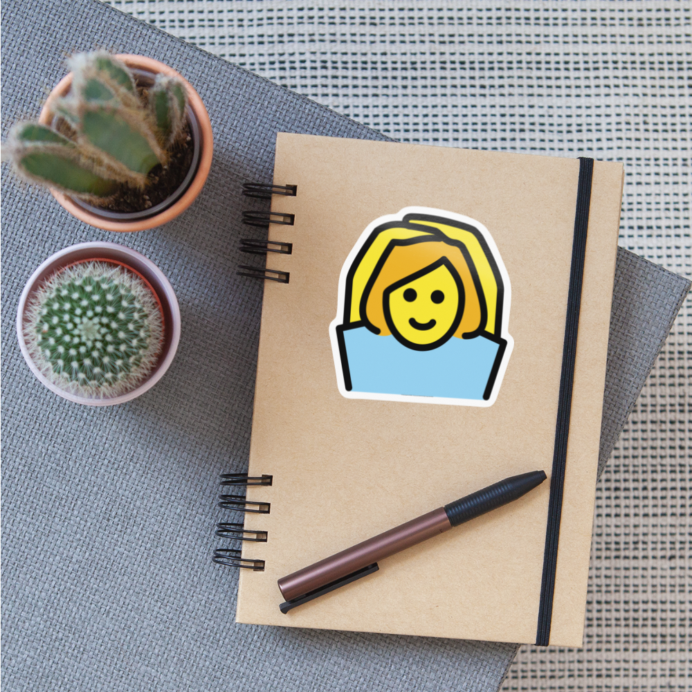 Woman Gesturing OK Moji Sticker - Emoji.Express - white glossy