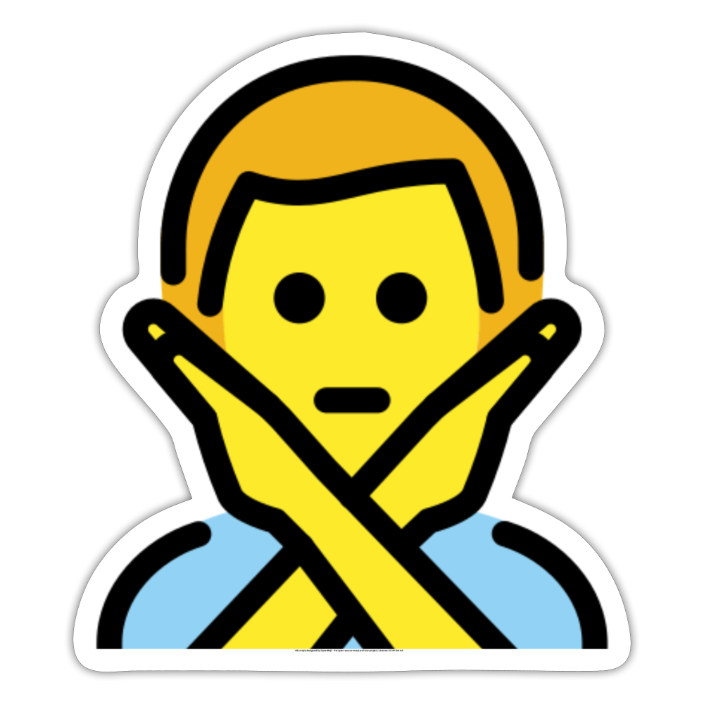 Man Gesturing NO Moji Sticker - Emoji.Express - white matte
